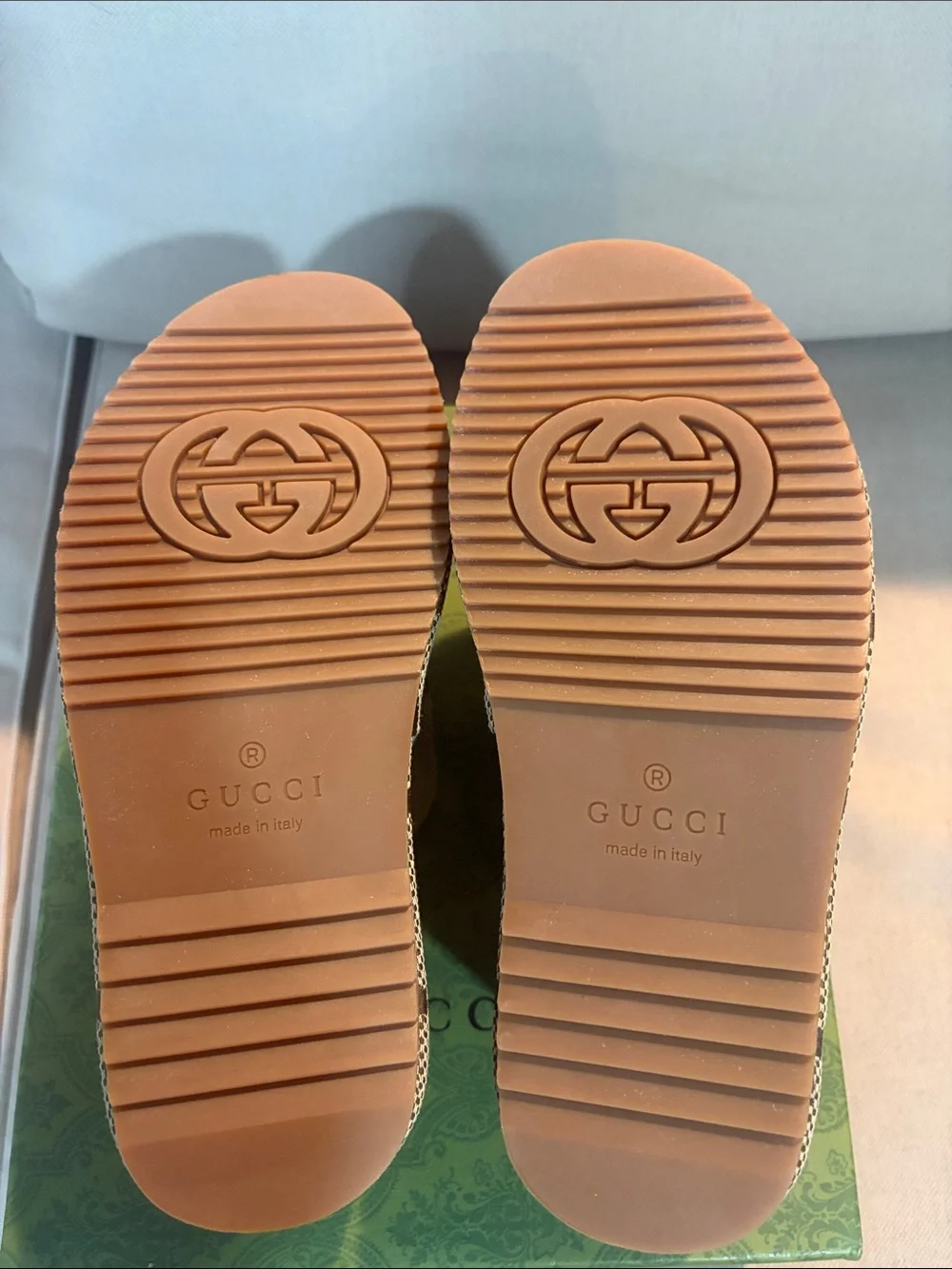 Excellent Knock Off Gucci Beige Brown GG Canvas Platform Sandals